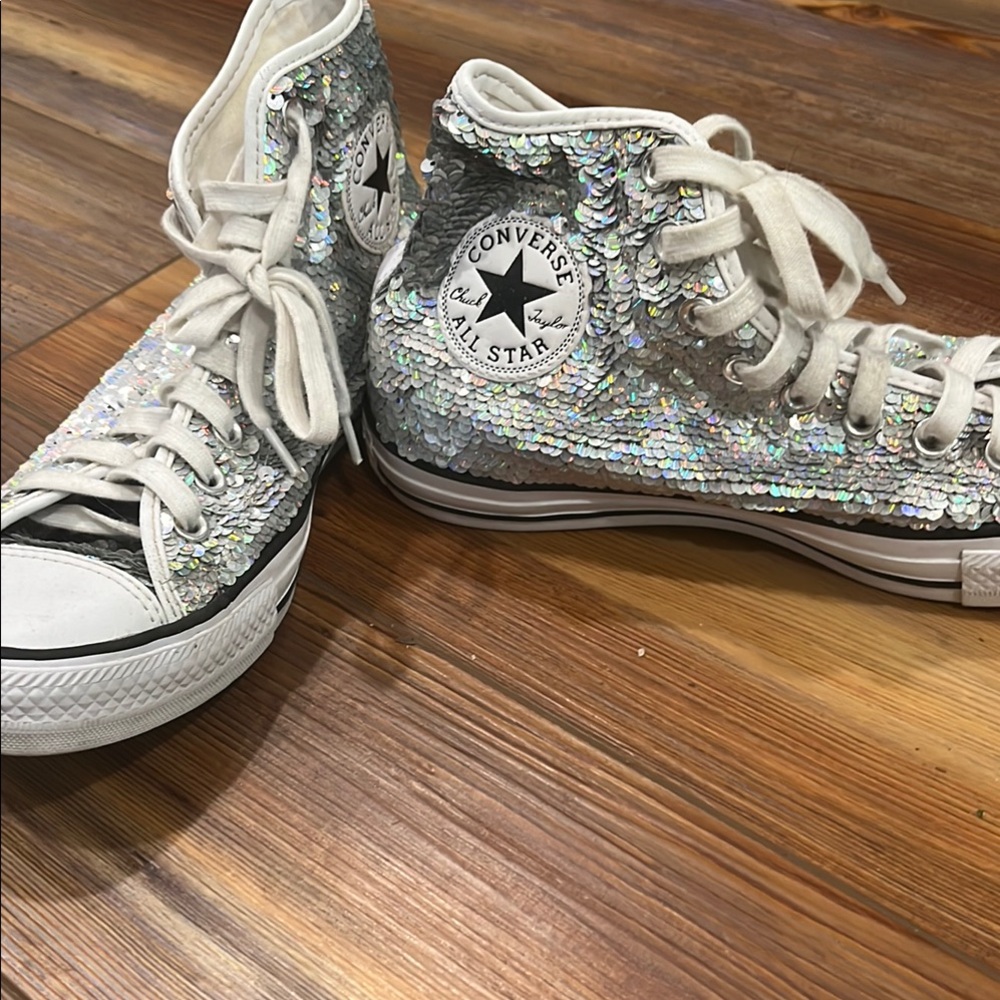 Converse Silver White High-Top Sneakers